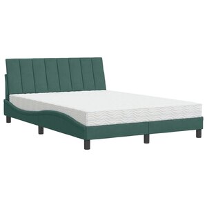 vidaXL Lit avec matelas vert foncé 140x200 cm velours