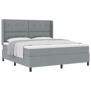 vidaXL Lit à ressorts avec matelas Gris clair 200 x 180 cm tissu