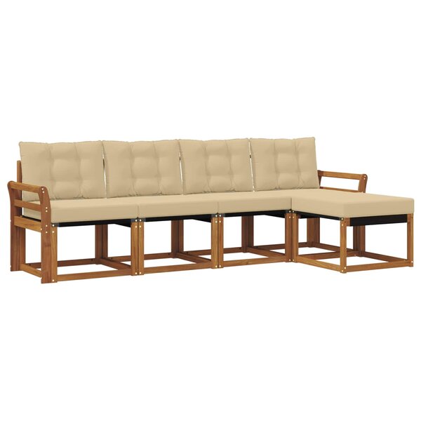 vidaXL Ensemble de canapés d'extérieur 5 Pièces Naturel et Beige