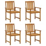 vidaXL Chaises de jardin avec coussins lot de 4 Bois d'acacia massif