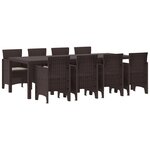 vidaXL Ensemble de salle à manger de jardin de 9 pièces marron en poly rattan