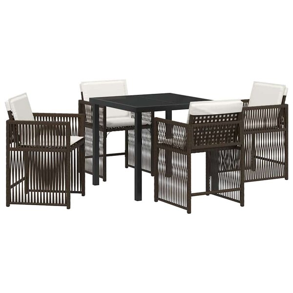 vidaXL Ensemble de salle à manger pour jardin 5 Pièces Marron polyrotin