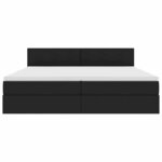 vidaXL Lit de rangement LED avec matelas Noir 200 x 200 cm Tissu