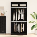 vidaXL Armoire en chêne noir - 100 x 50 x 200 cm  faite en bois d'ingénierie.