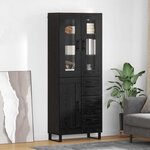 vidaXL Haut Armoire 2 Pièces Chêne noir Bois Aggloméré et Verre