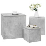 vidaXL Tables d'appoint 3 Pièces Gris béton Bois d’ingénierie