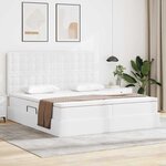 vidaXL Lit avec rangement et LED Blanc pur 180 x 200 cm Simili cuir