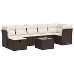 vidaXL Salon de jardin 8 Pièces avec coussins marron résine tressée