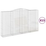 vidaXL Paniers à gabions arqués 15 Pièces 400x50x220/240 cm Fer galvanisé