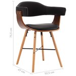 vidaXL Chaises à manger lot de 4 noir similicuir et bois courbé