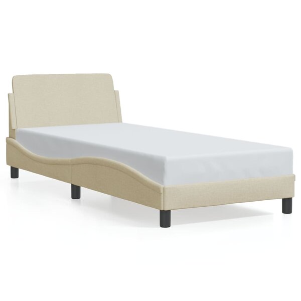 vidaXL Cadre de lit avec tête de lit sans matelas crème 90x190cm tissu