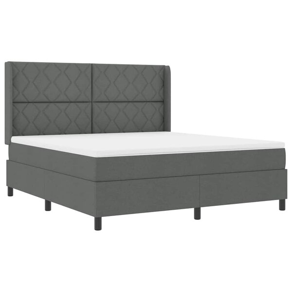 vidaXL Lit à ressorts avec matelas Gris foncé 180 x 200 cm tissu