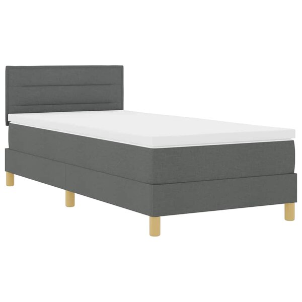 vidaXL Lit à ressort LED avec coussin Gris foncé 80 x 200 cm tissu