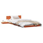 vidaXL Cadre de lit au sol avec tables de chevet Marron ciré 75x190cm Bois massif