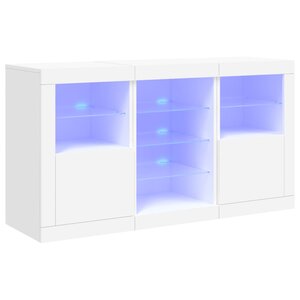 vidaXL Buffet avec lumières LED blanc 123x37x67 cm