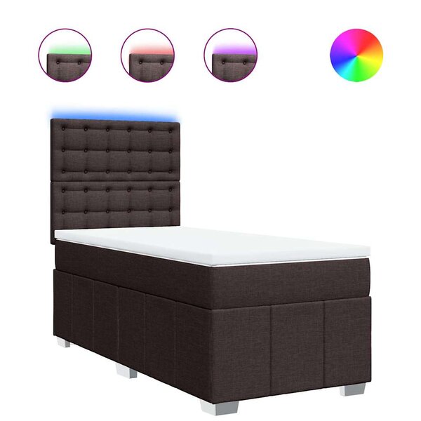 vidaXL Sommier à lattes de lit avec matelas Marron foncé 90x200 cm