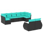 vidaXL Salon de jardin 9 Pièces avec coussins noir résine tressée