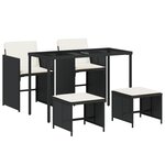 vidaXL Ensemble à manger de jardin coussins 5Pièces Noir Résine tressée