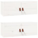 vidaXL Armoires murales 2 Pièces Blanc 80x30x30 cm Bois de pin massif