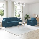 vidaXL Canapé 2 Pièces Bleu 198 x 78 x 80 cm Velours