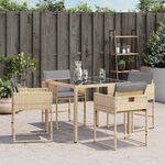 vidaXL Chaises de jardin avec coussins lot de 4 mélange beige