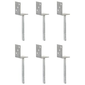 vidaXL Piquets de clôture 6 Pièces Argenté 8x6x30 cm Acier galvanisé