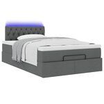 vidaXL Lit ottoman avec matelas et LED gris foncé 120x190 cm tissu