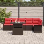 vidaXL Ensemble de canapé de jardin 7 Pièces Marron Poly rotin