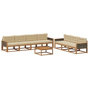 vidaXL Ensemble de canapés d'extérieur 8 Pièces Naturel et Beige