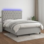 vidaXL Sommier à lattes de lit et matelas et LED Gris clair 140x190 cm