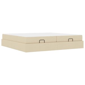 vidaXL Cadre de lit avec stockage Crème 200 x 200 cm tissu