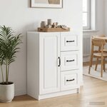vidaXL Buffet Blanc brillant 66 x 34 5 x 87 cm Bois d'ingénierie