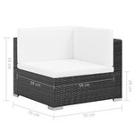vidaXL Salon de jardin 8 Pièces avec coussins Résine tressée Noir