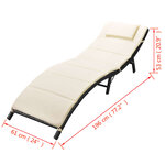 vidaXL Chaise longue pliable avec coussin Résine tressée Noir