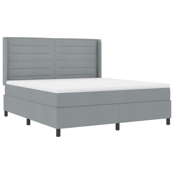 vidaXL Lit avec sommier à ressorts et matelas & éclairage LED Gris clair 180x200 cm Tissu