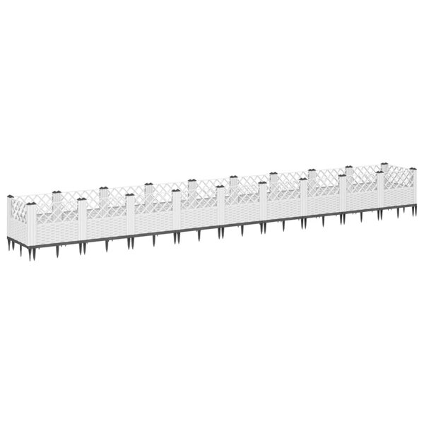 vidaXL Jardinière avec piquets blanc 363 5x43 5x43 5 cm PP