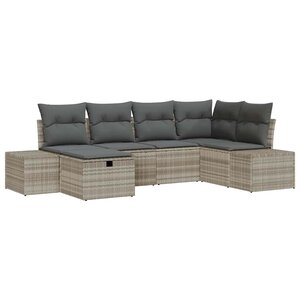 vidaXL Ensemble de canapé de jardin 6 Pièces Gris clair Poly rotin