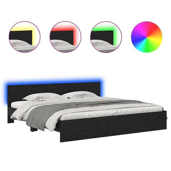 vidaXL Cadre de lit Chêne noir 180 x 200 cm Bois d'ingénierie