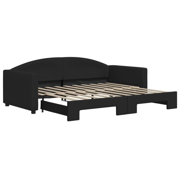 vidaXL Lit de jour avec lit gigogne noir 90x190 cm tissu