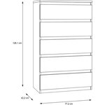 Commode CHELSEA 5 tiroirs - 77 2 x 42 2 x 128 1 - chêne sonoma
