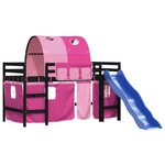 vidaXL Lit mezzanine enfants avec tunnel sans matelas rose 80x200 cm