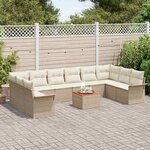 vidaXL Ensemble de canapé de jardin 11 Pièces Beige Poly rotin