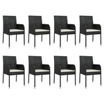 vidaXL Mobilier à dîner de jardin 9Pièces et coussins noir résine tressée