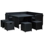 Salon de jardin meuble d'extérieur ensemble de mobilier 6 pièces avec coussins résine tressée noir 02_0016930