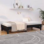 vidaXL Lit coulissant Noir 2x(90x200) cm Bois de pin massif