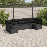 vidaXL Salon de jardin 7 Pièces avec coussins noir résine tressée