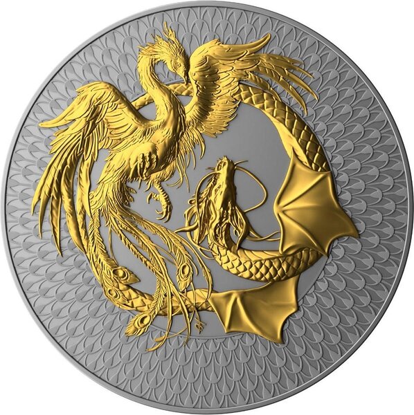 Pièce de monnaie en Argent 5 Dollars g 62.2 (2 oz) Millésime 2024 Phoenix and Dragon PHOENIX AND DRAGON