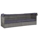 vidaXL Lit de jardin avec auvent Gris 205x62 cm Résine tressée