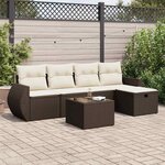 vidaXL Salon de jardin avec coussins 6 Pièces marron résine tressée