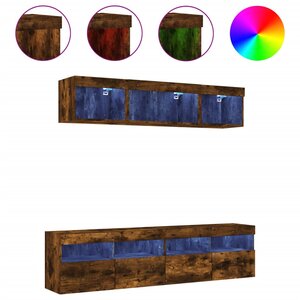 vidaXL Unités murales TV avec LED 5 Pièces chêne fumé bois d'ingénierie